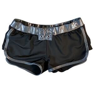 Rebel Athletics Metallic CHEER Boxing Shorts XS SM Silver Dance Performance